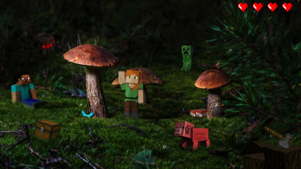 Wallpaper Grass, Minecraft, Green, Mushroom