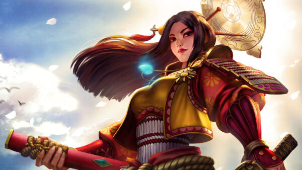 Wallpaper Warrior, Woman, Samurai, Amaterasu, Smite