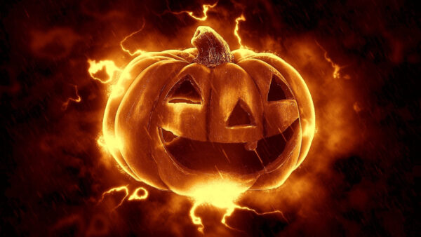 Wallpaper Pumpkin, Face, With, Halloween, Horrible, Fire