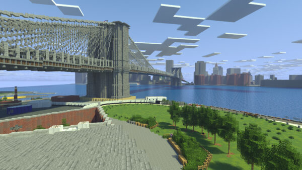 Wallpaper Brooklyn, Bridge, Minecraft