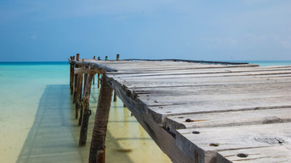 Wallpaper Blue, Nature, Under, Wood, Sky, Closeup, Bridge, Water, View, Above, Ocean, Dock