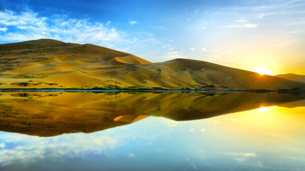 Wallpaper Sky, River, Desktop, Under, Mobile, Nature, Reflection, Sunrise, During, Desert, Blue