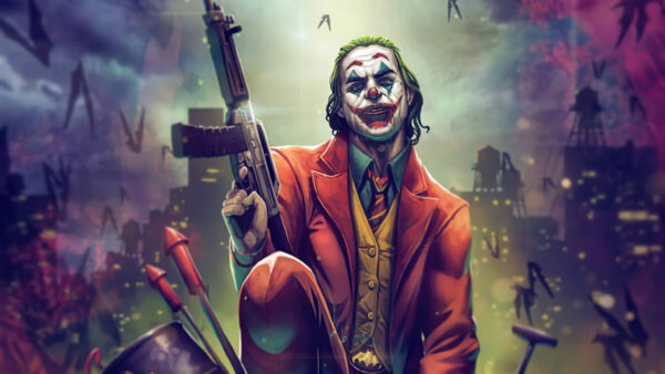 Wallpaper With, Background, Joker, Colorful, Gun