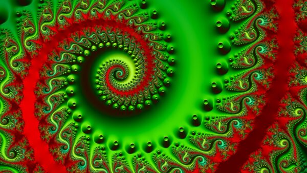 Wallpaper Green, Red, Swirling, Spiral, Trippy