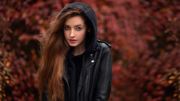 Wallpaper Jacket, Wearing, Background, Model, Black, Blur, Standing, Girls, Girl