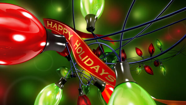 Wallpaper Lights, With, Happy, Holidays, Wording