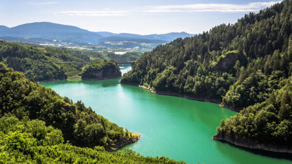 Wallpaper Blue, Bridge, Mobile, Mountains, Sky, Desktop, River, Nature, View, Trees, Above, Under, Forest, Slope, Landscape