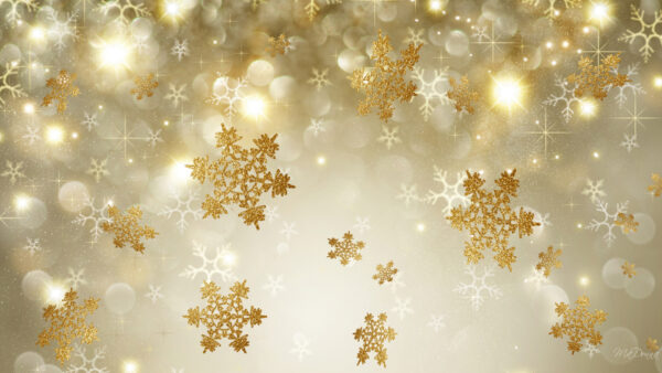 Wallpaper Golden, Desktop, Artistic, Snowflake