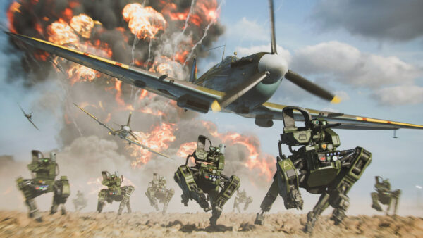 Wallpaper Helicopters, Battlefield, 2042, Robots, Burst