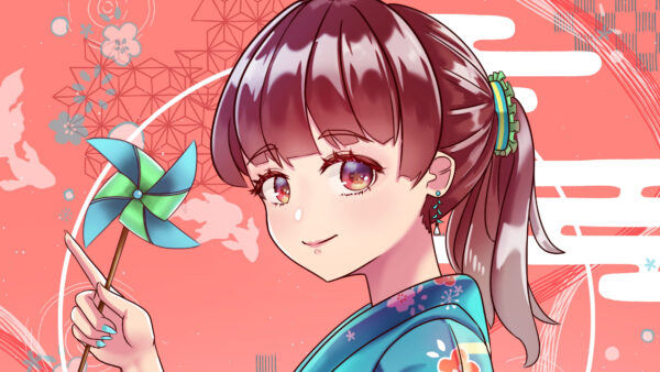 Wallpaper Anime, Kimono, Girl, Brown, Hair