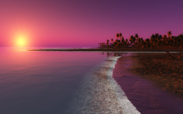 Wallpaper Beach, Digital, Sunset, Coastal