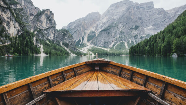 Wallpaper Mountain, And, Nature, Desktop, Mobile, Trees, With, Boat, From, View, Lake