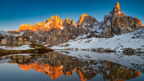 Wallpaper Water, Sunrays, Covered, Nature, Desktop, Mobile, Reflection, With, Snow, Mountain