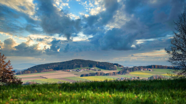 Wallpaper And, Desktop, Village, Sky, Nature, Landscape, Hill, Meadow, Cloudy, Under, Mobile