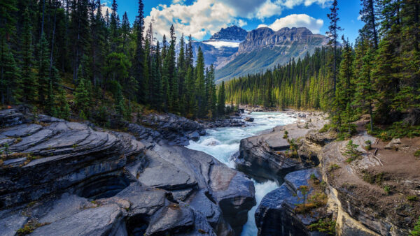 Wallpaper Canada, National, Landscape, Park, River, Banff, Mountain, And, Nature, Desktop