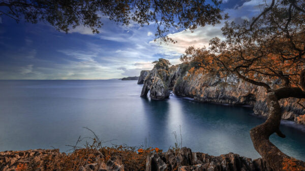 Wallpaper Desktop, Rock, Nature, During, Sea, Fall, With, Spain, And, Trees
