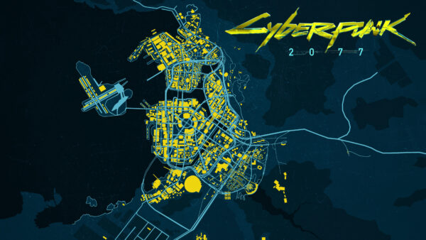 Wallpaper Cyberpunk, City, 2077, Logo, Night