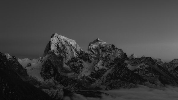 Wallpaper Mountains, Black, Background, Covered, White, Desktop, Dark, Sky, Mobile