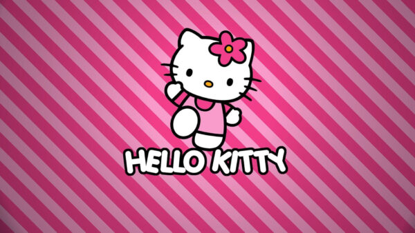 Wallpaper Background, Head, Flower, Pink, Desktop, Kitty, With, Striped, Hello