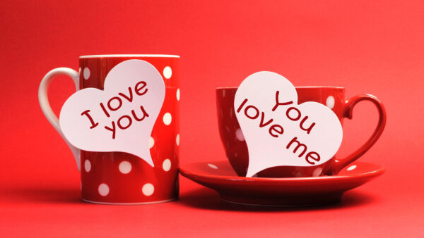 Wallpaper Cups, Text, Love, You, With, Red, Background