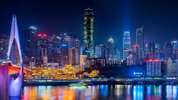 Wallpaper Travel, City, Skyscraper, Chongqing, Night, China, Building