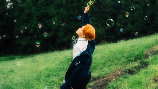 Wallpaper Shirt, Blue, Korean, Boy, Jimin, And, BTS, Wearing, White, Bubbles, Coat, With, K-Pop, Playing