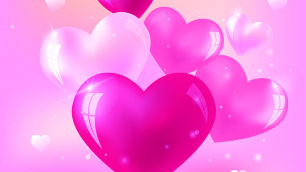 Wallpaper Dark, Light, Shapes, Heart, Glare, Love, Pink