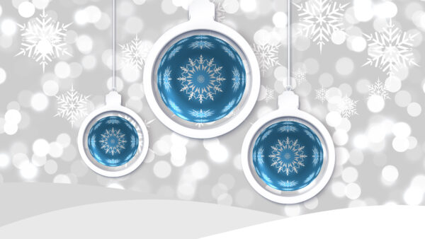 Wallpaper Blue, White, Bauble, Snowflake, Desktop, Ornaments, Christmas