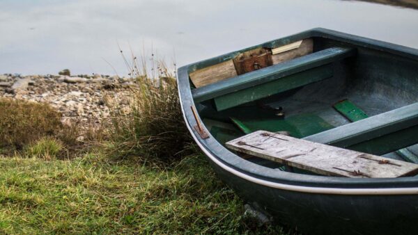 Wallpaper Boat, View, Closeup, Background, Hills, Wood, Lake, Grass, Field, Nature