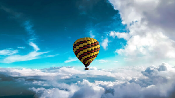 Wallpaper Hot, Air, Balloon, Above, Clouds