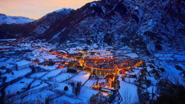 Wallpaper With, Village, Spain, Mobile, Nighttime, During, Travel, Lights, Background, Mountain, Desktop