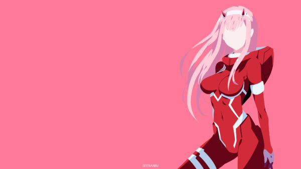 Wallpaper FranXX, Two, Darling, Zero, Wtih, Dress, Background, Rose, Red, Anime, Side, With, The