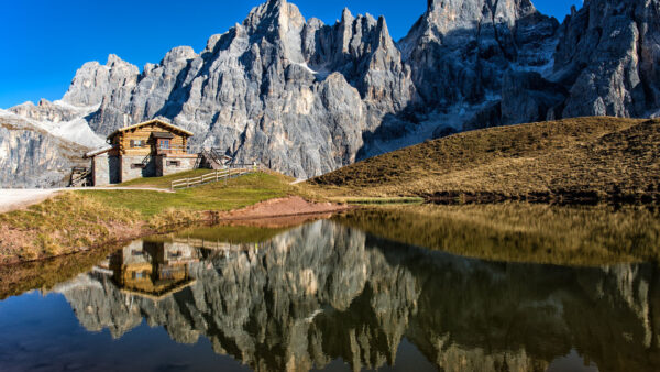 Wallpaper Reflection, Mountain, Lake, Italy, Desktop, With, Alps, Nature, Dolomites, Cabin