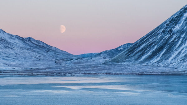 Wallpaper With, Moon, Under, Desktop, Snow, Mountain, Background, Half, Covered, Wallpaper, Lake, Computer