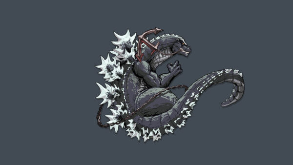 Wallpaper Hanging, Gray, Mouth, Fantasy, Godzilla, Chain, Background, Desktop, Movies