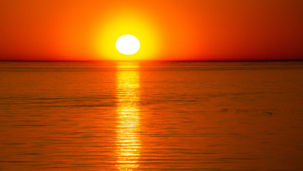 Wallpaper Moon, Yellow, Background, Orange, Sky, Ocean, Reflection, Nature