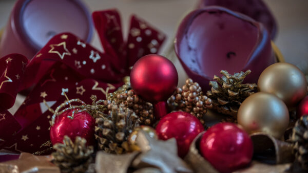 Wallpaper Red, Ornaments, Balls, Desktop, Mobile, Bauble, Christmas, Candle