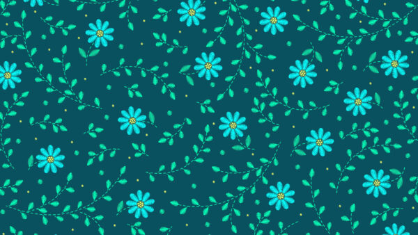 Wallpaper Blue, Flowers, Floral, Abstract, Aqua