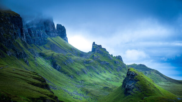 Wallpaper Mountains, Stones, Nature, Blue, Sky, Greenery, Slope, Background, Landscape, Rocks