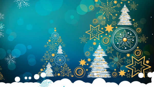 Wallpaper Snow, Tree, Christmas, Snowflakes, Stars