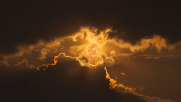 Wallpaper Eclipse, Moon, Clouds, Sun
