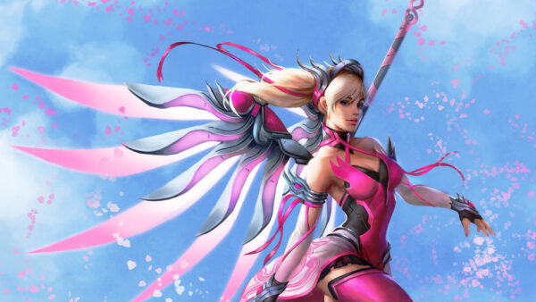 Wallpaper Overwatch, Pink, Mercy