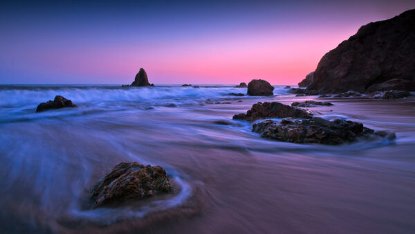 Wallpaper Sunset, Rock, Ocean, Earth