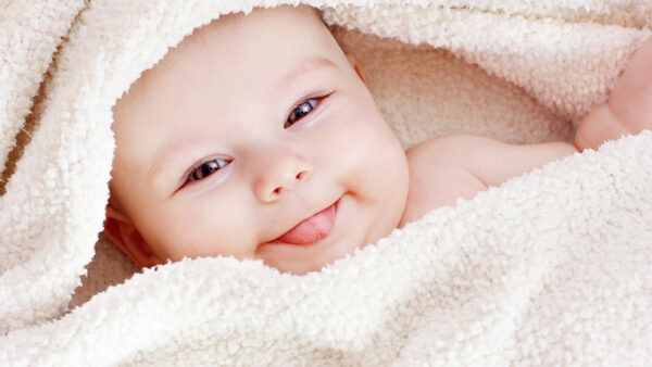 Wallpaper With, Woolen, Out, White, Towel, Covered, Tongue, Desktop, Baby, Smiley, Cute