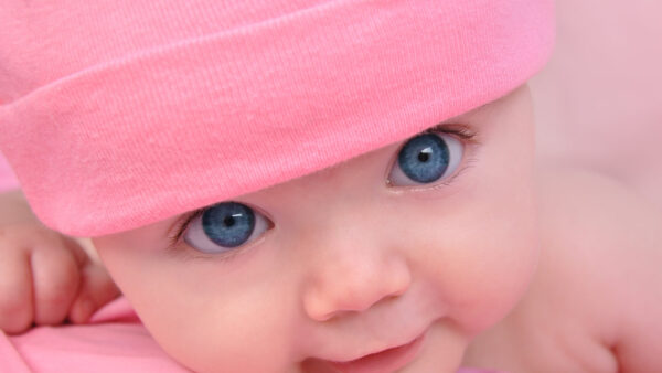 Wallpaper Wearing, Closeup, Desktop, Photo, Cute, Baby, Pink, Blue, Cap, Eyes