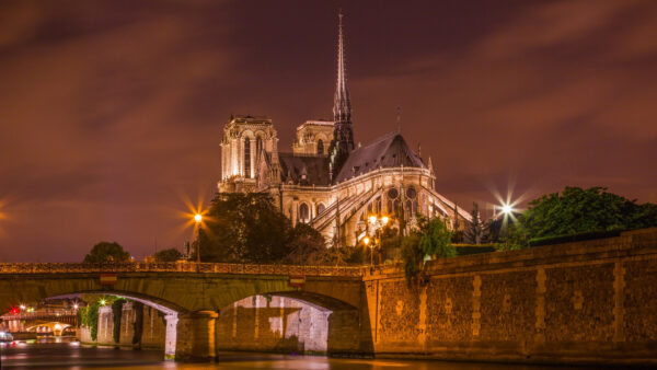 Wallpaper Dame, Background, Time, Clouds, Notre, Desktop, Night, Paris, Travel, During, With