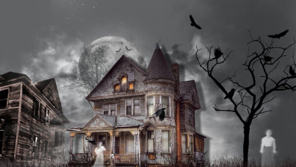 Wallpaper Desktop, Crows, And, Haunted, Movies, Demons, Trees, Mansion, With