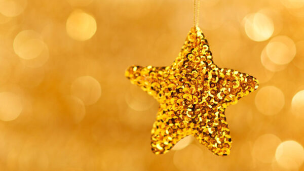 Wallpaper Christmas, Star, Bokeh, Desktop, Background, Golden, Yellow