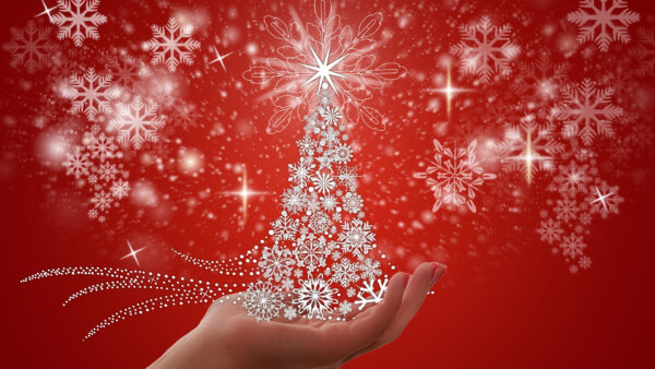 Wallpaper Christmas, Desktop, Snowflake, With, Tree, Hand