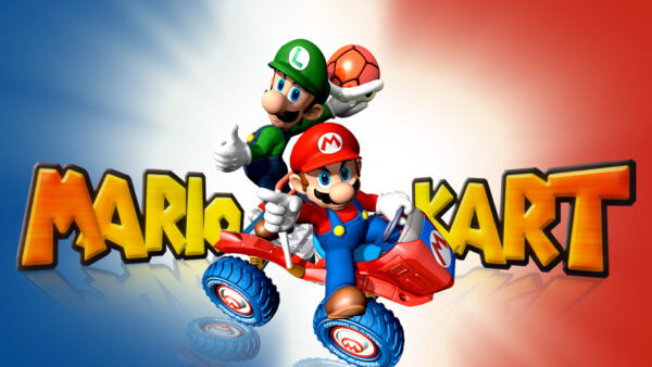 Wallpaper Games, Luigi, White, And, Red, Blue, Background, Mario, Kart, With